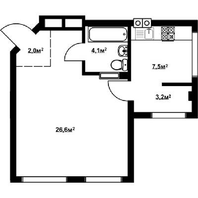 1-комнатная 43.4 м² в ЖК Благород от 15 000 грн/м², с. Крюковщина