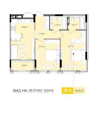2-комнатная 72.17 м² в ЖК Lucky Land от 39 459 грн/м², Киев