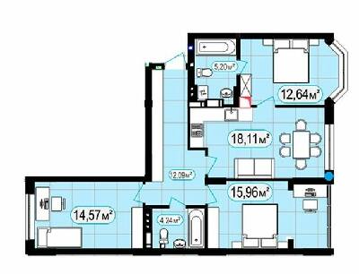3-кімнатна 82.81 м² в ЖК 7'я від 24 000 грн/м², с. Щасливе