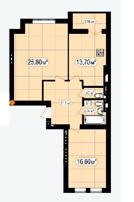 2-кімнатна 74.3 м² в ЖК 7'я від 16 300 грн/м², с. Щасливе