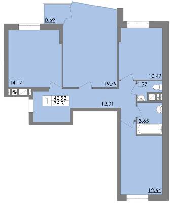 3-кімнатна 76.31 м² в ЖК Соната від 13 600 грн/м², Львів