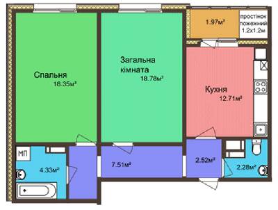 2-комнатная 68.45 м² в ЖК на вул. Колективна, 4/1 от 17 500 грн/м², Полтава