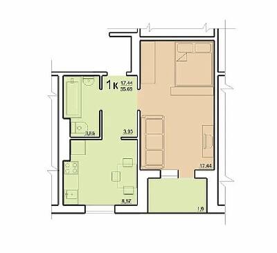 1-комнатная 35.69 м² в ЖК на ул. Грушевского, 10 от 8 500 грн/м², г. Лубны