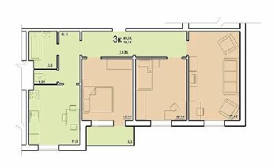 3-кімнатна 74.05 м² в ЖК на вул. Грушевського, 10 від 8 500 грн/м², м. Лубни