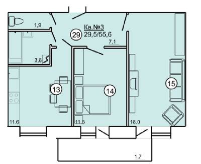 2-кімнатна 55.6 м² в ЖК на вул. Данила Апостола, 19 від 14 000 грн/м², м. Миргород