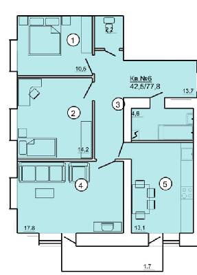 3-комнатная 77.8 м² в ЖК на ул. Данила Апостола, 19 от 13 500 грн/м², г. Миргород