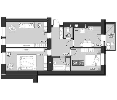 3-кімнатна 78.3 м² в ЖК Bridge Town від 17 750 грн/м², Рівне