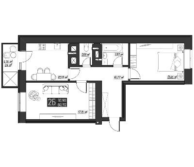 2-комнатная 60.9 м² в ЖК Bridge Town от 18 700 грн/м², Ровно