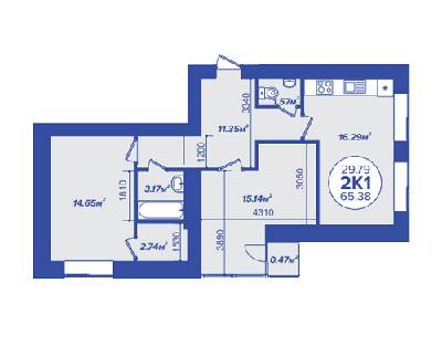 2-кімнатна 65.38 м² в ЖК Атмосфера від 17 400 грн/м², м. Вишневе