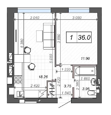 1-кімнатна 36 м² в ЖК Нові Метри Club від 21 500 грн/м², м. Ірпінь