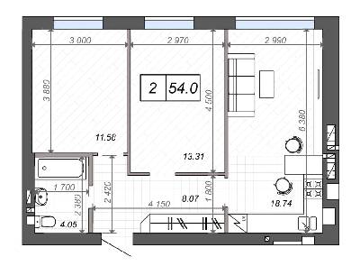 2-кімнатна 54 м² в ЖК Нові Метри Club від 20 000 грн/м², м. Ірпінь