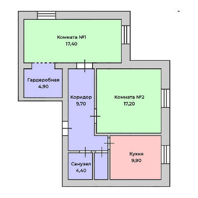 2-комнатная 63.5 м² в КД Болгарский от 28 050 грн/м², с. Софиевская Борщаговка