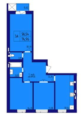 3-кімнатна 74.96 м² в ЖК Варшавський від забудовника, м. Нетішин