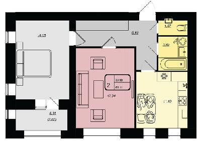 2-кімнатна 63.11 м² в ЖК Golden House від 25 000 грн/м², Вінниця