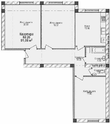 3-кімнатна 91.08 м² в ЖК Парковий від 12 400 грн/м², Ужгород