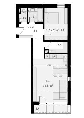 2-комнатная 67.57 м² в ЖК Бабяка от застройщика, Ужгород