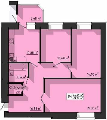 3-кімнатна 82.22 м² в ЖК на вул. Київська від 14 000 грн/м², Тернопіль