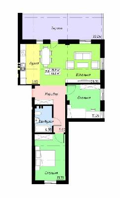 2-комнатная 75.9 м² в ЖК Фамильный двор от застройщика, Тернополь