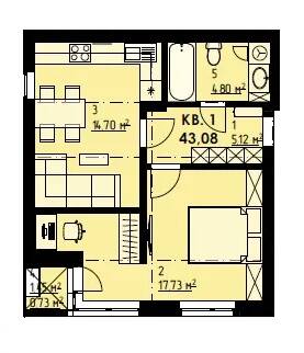 1-кімнатна 43.08 м² в КБ Покрова 3 від 14 000 грн/м², м. Ірпінь