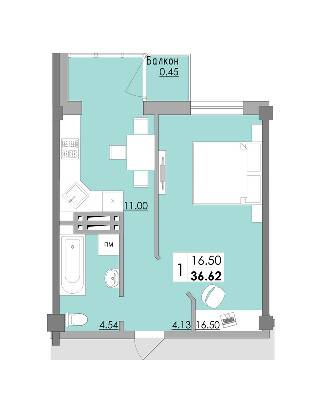 1-кімнатна 36.62 м² в ЖК Місто Мрій від 15 300 грн/м², Одеса