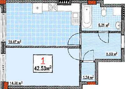 1-комнатная 42.53 м² в КД Консул от 37 500 грн/м², Одесса