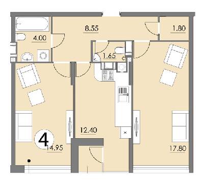 2-кімнатна 61.95 м² в ЖК Седьмое Небо від 15 300 грн/м², Львів