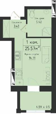 1-кімнатна 25.57 м² в ЖК Avinion від 19 800 грн/м², Одеса