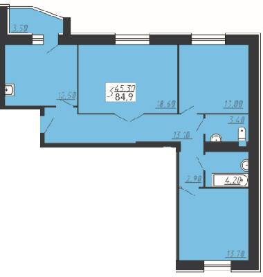 3-кімнатна 84.9 м² в ЖК Щасливий від забудовника, м. Городок