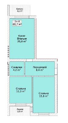 2-комнатная 65.7 м² в ЖК по пер. Сквозной, 31 от 23 050 грн/м², Винница