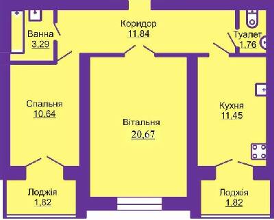 2-комнатная 63.29 м² в ЖК Шевченківський гай от застройщика, с. Гаи-Шевченковские