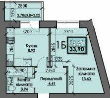 1-кімнатна 33.9 м² в ЖК Iceberg від 12 400 грн/м², Суми