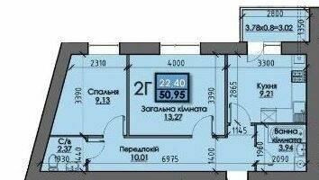 2-комнатная 50.95 м² в ЖК Iceberg от 13 200 грн/м², Сумы