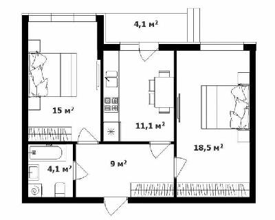 2-кімнатна 58 м² в ЖК Карпатського від 21 950 грн/м², с. Минай