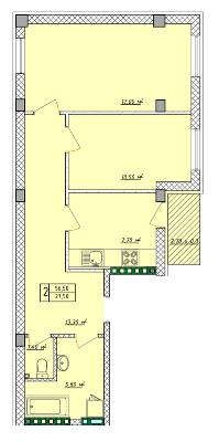 2-комнатная 56.5 м² в ЖК Рождественский от 30 800 грн/м², Одесса