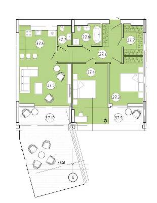 2-комнатная 94.45 м² в ЖК Forum Apartments от 46 750 грн/м², Львов