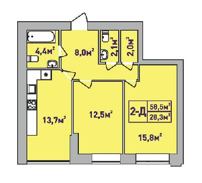 2-кімнатна 58.5 м² в ЖК Центральний-Преміум від 32 200 грн/м², м. Ірпінь