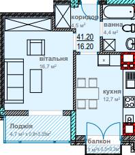 1-комнатная 41.2 м² в ЖК Водограй от 15 950 грн/м², Черновцы