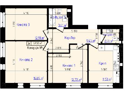 3-кімнатна 69.5 м² в ЖК Viking Home від 19 000 грн/м², м. Ірпінь