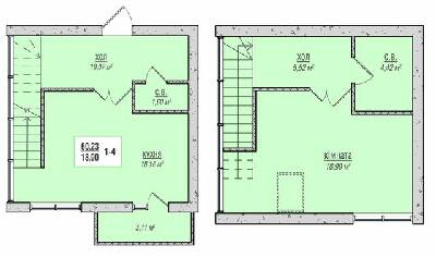 Двухуровневая 60.23 м² в ЖК Зеленый квартал от 13 500 грн/м², г. Новоград-Волынский