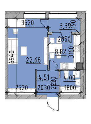 1-кімнатна 43.4 м² в ЖК Компаньйон від 14 350 грн/м², с. Сокільники