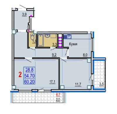 2-кімнатна 60.2 м² в ЖК Gaudi Hall від 17 500 грн/м², Харків