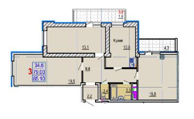 3-комнатная 85.1 м² в ЖК Gaudi Hall от 17 500 грн/м², Харьков