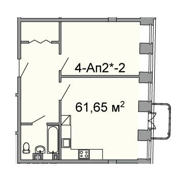 2-комнатная 61.65 м² в ЖК Троицкий от 33 750 грн/м², Днепр