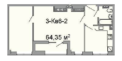 2-комнатная 64.35 м² в ЖК Троицкий от 43 250 грн/м², Днепр