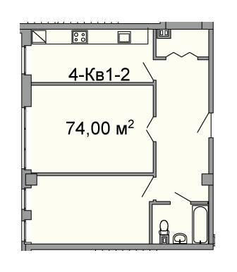 2-комнатная 74 м² в ЖК Троицкий от 43 250 грн/м², Днепр