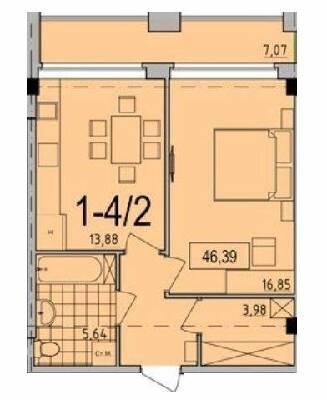 1-кімнатна 46.39 м² в ЖК Comfort City від 26 150 грн/м², Дніпро