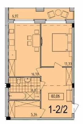 1-комнатная 60.05 м² в ЖК Comfort City от 33 250 грн/м², Днепр