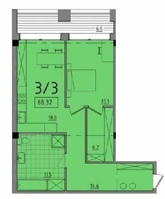 1-комнатная 68.32 м² в ЖК Comfort City от 26 150 грн/м², Днепр