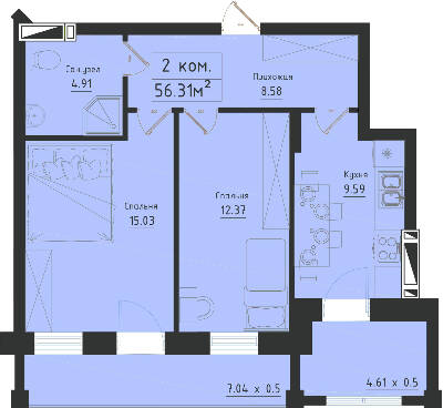 2-кімнатна 56.31 м² в ЖК Avinion від 18 650 грн/м², Одеса