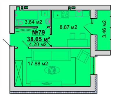 1-кімнатна 38.05 м² в ЖМ Веселка від 15 000 грн/м², Вінниця